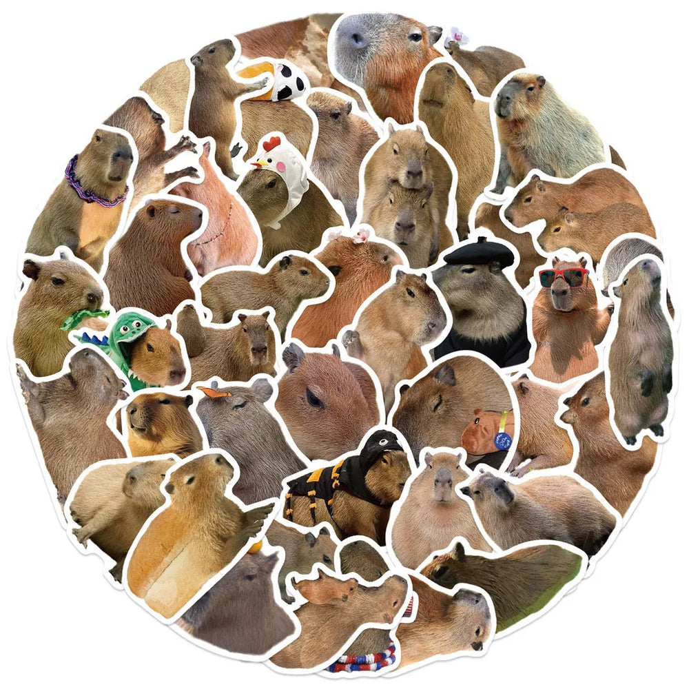 50Pcs Cartoon Capybara Graffiti Stickers | Waterproof Decals for Guitars, Laptops, an alternate view