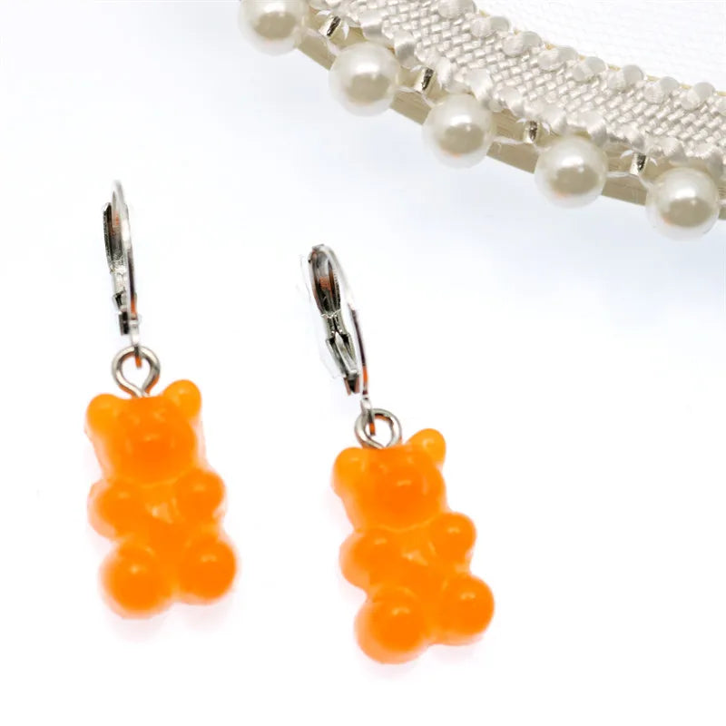 Gradient Bear Dangle Earrings | Cute Sequins Hoop Earrings for Women lifestyle view