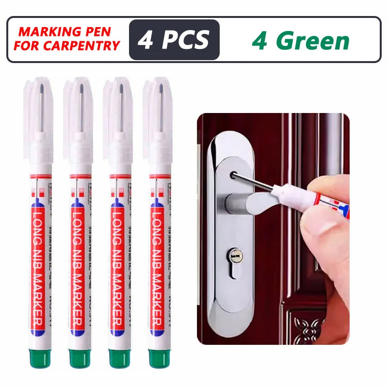 Deep Hole Long Nib Markers for Metal Wood Tile | 8-Pack Waterproof Marking Pens additional angle