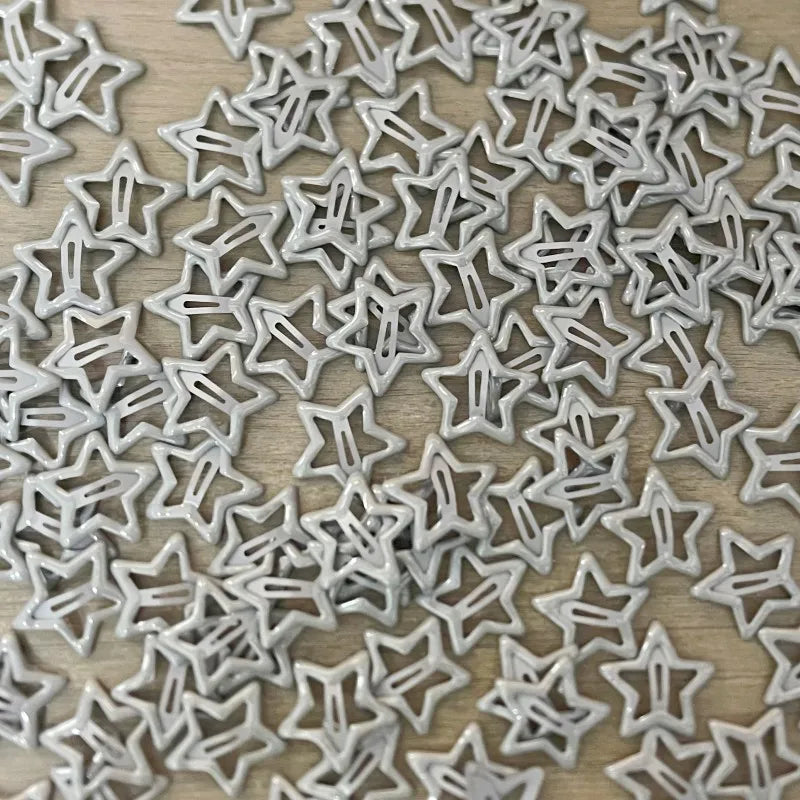 KYDZSW 10Pcs Children Cute Colors Geometric Stars Ornament Hair Clips Girls Lovely Sweet detail view