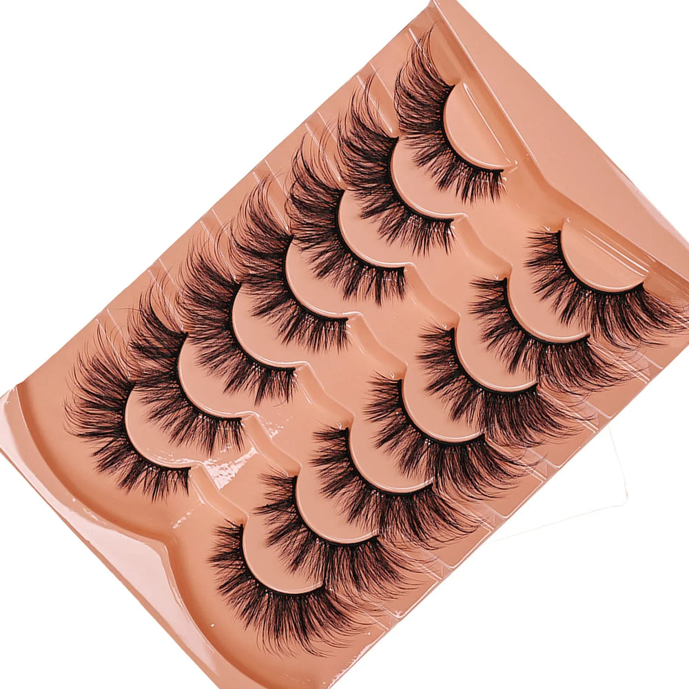 7 Pairs Cat Eye Eyelashes 3D Natural False Lashes 5D Fluffy Soft Cross Manga Lashes W alternate view