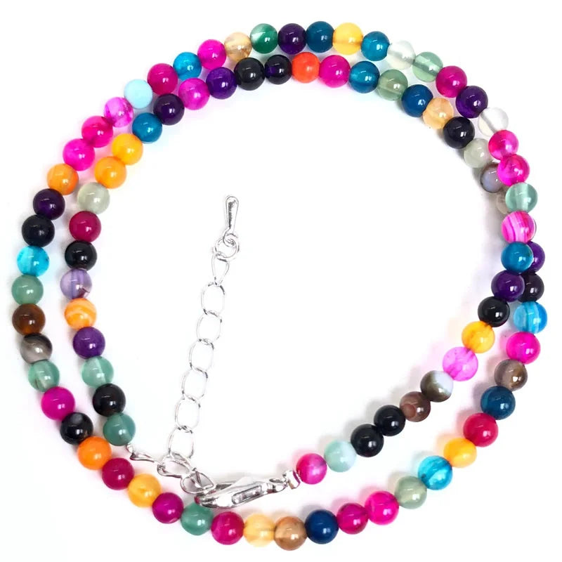 2025 Natural Stone Crystal Choker Necklace | 4mm Bohemian Adjustable Choker detail view