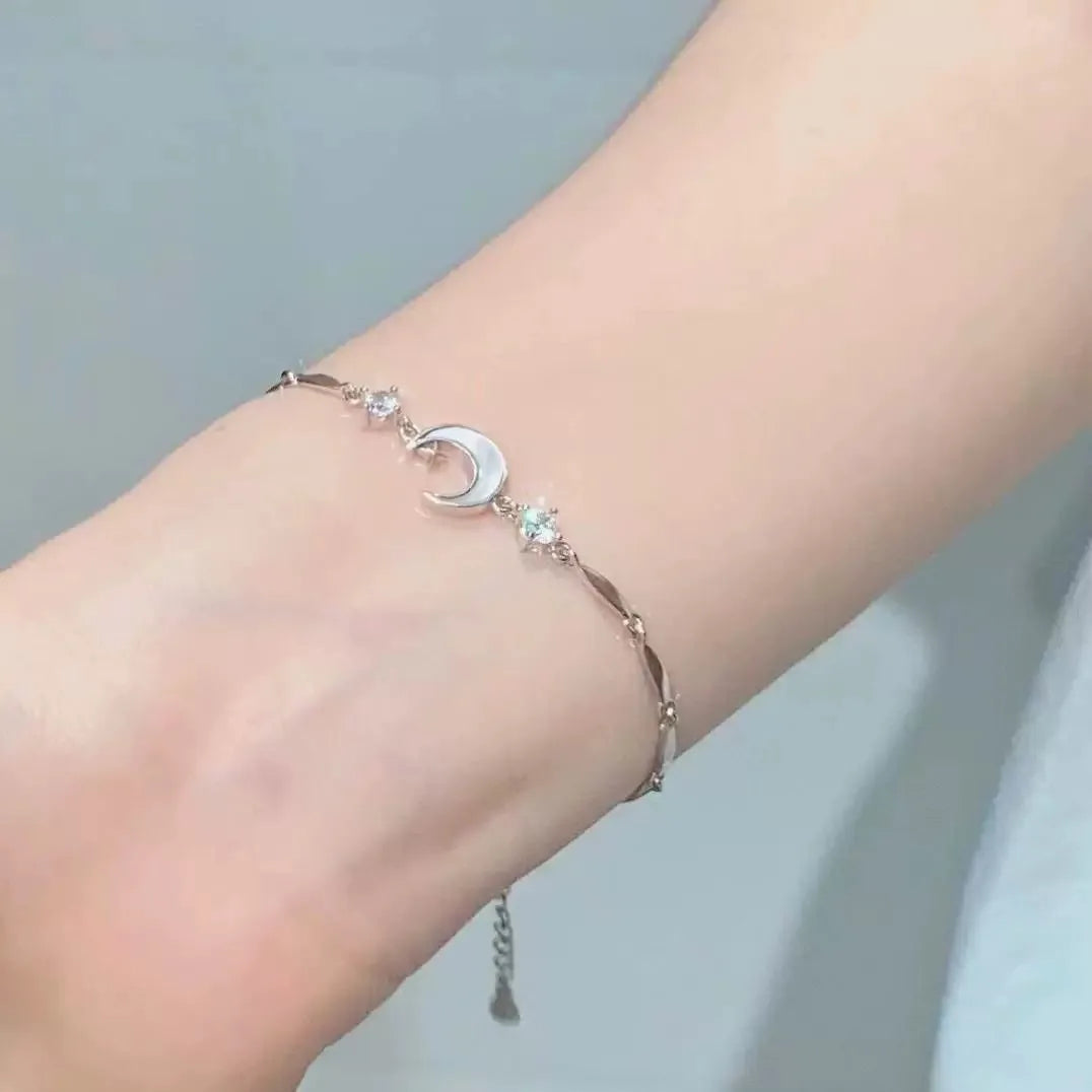 Sparkling Cherry Blossoms Butterfly Bracelet Women's Fashion Temperament Wave Moon Flo close-up view