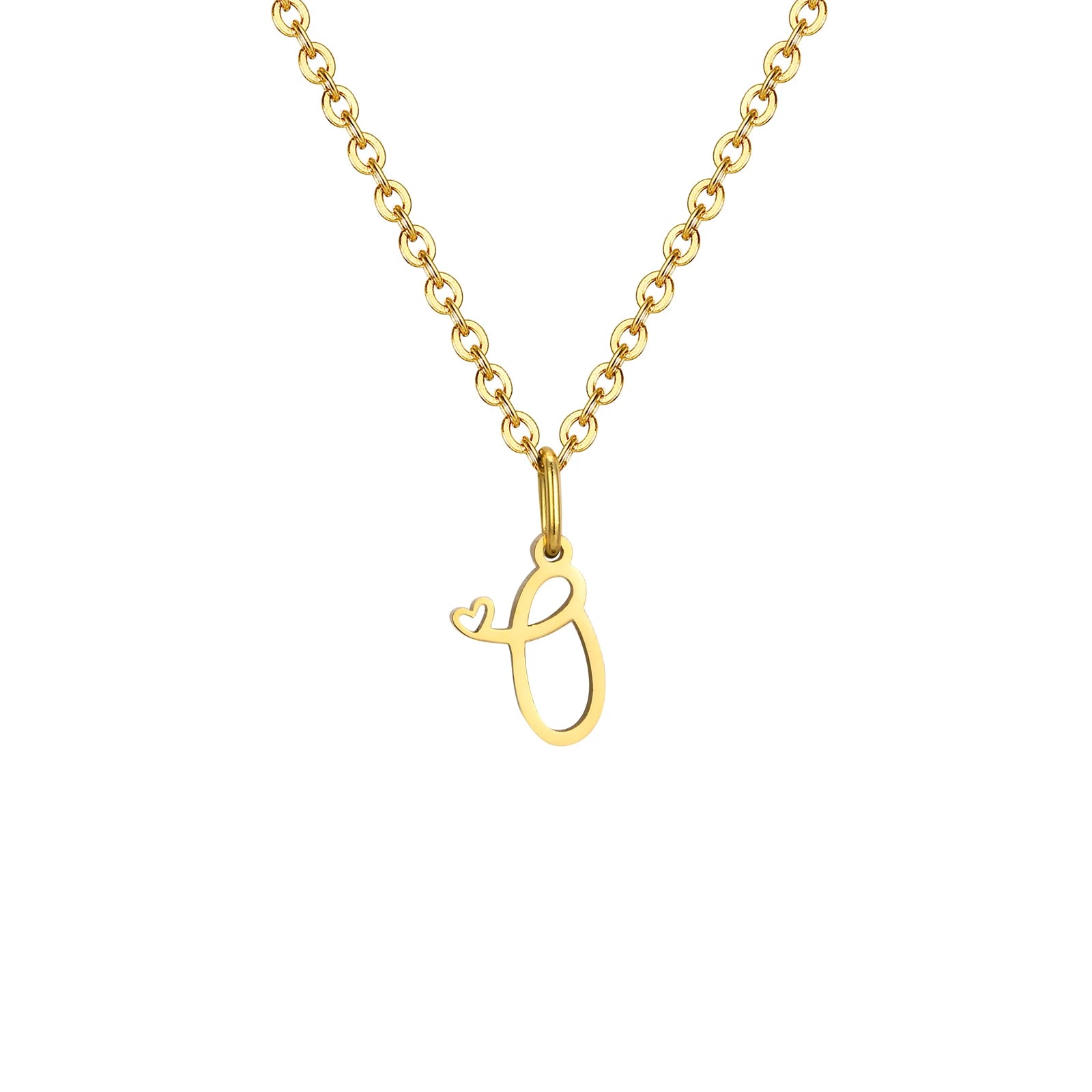 Dainty Heart Initial Necklace for Women, Gold Plated A-Z Letter Pendant, Waterproof Stai detail view