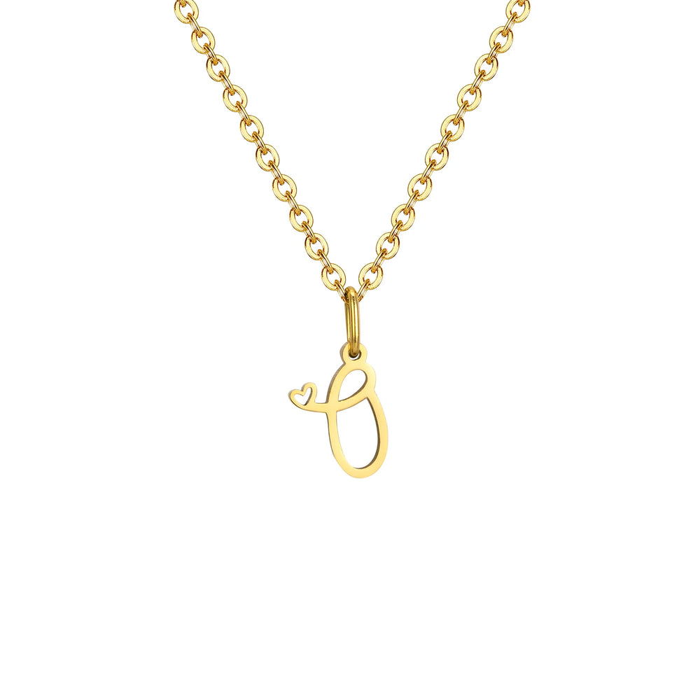 Dainty Heart Initial Necklace for Women, Gold Plated A-Z Letter Pendant, Waterproof Stai detail view