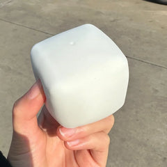 Squishy Milk White Tofu Toy | Cute Square Sensory Stress Relief Fidget close-up view