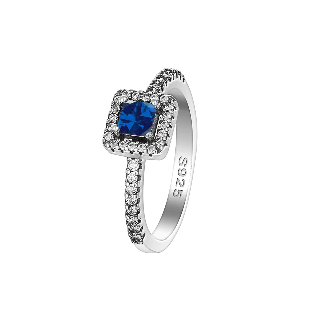 925 Sterling Silver Elevated Red&Pink&Blue&White Square Ring Lover's Holiday Gift Jew lifestyle view