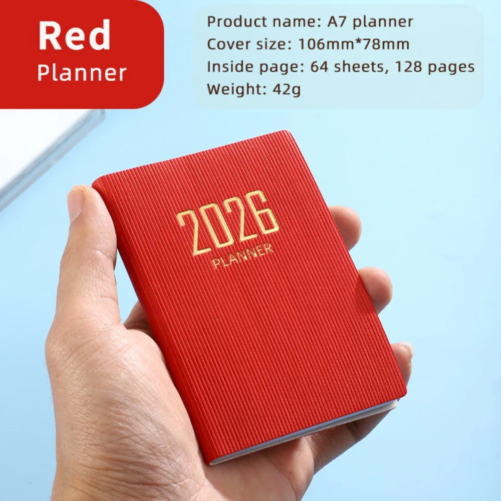 Portable A7 2026 Agenda Book – Pocket Weekly Planner with Calendar