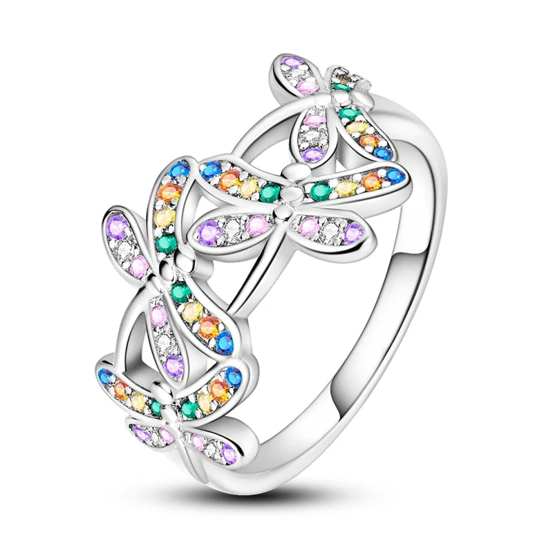 LAZA 925 Sterling Silver Colorful Rings Sparking Zirconium Bowknot Moon Sun Original alternate view