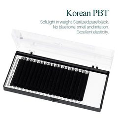 Korean PBT Eyelash Extensions 20 Rows | Soft Comfortable Silk Lashes for Salon Use close-up view