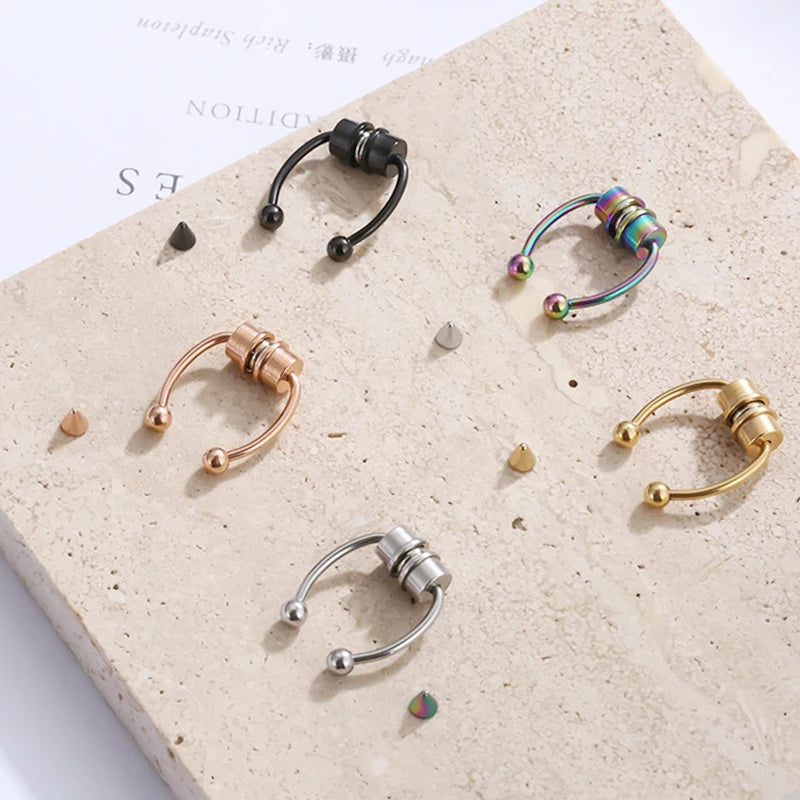 Stainless Steel Magnet Fake Nose Ring Hoop Fake Piercing Hoop Septum Rings For Women lifestyle view