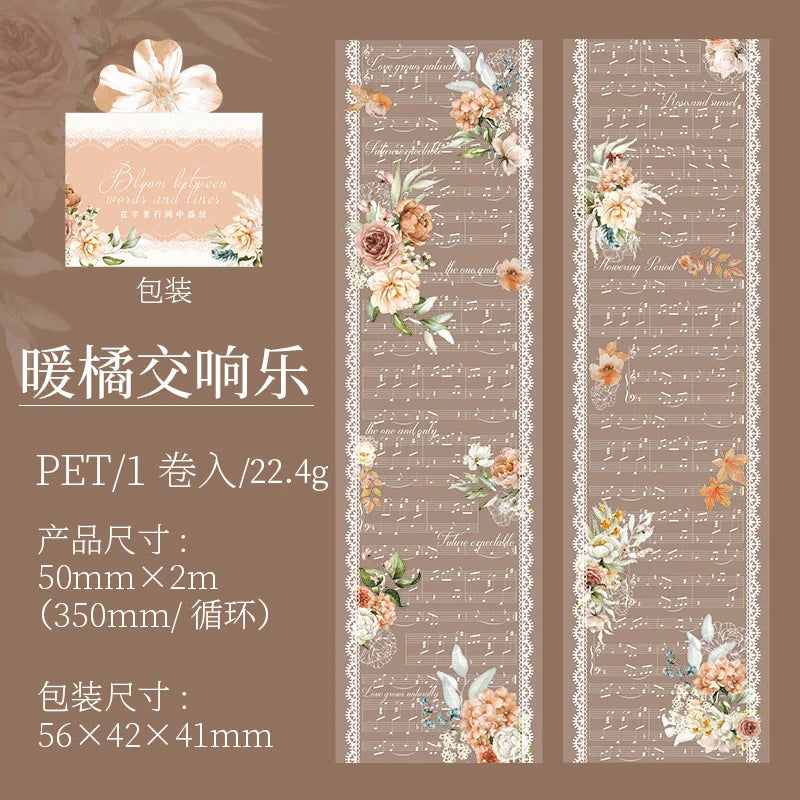 6 Styles Decorative Lace Flower Tape Set | DIY Collage PET Stickers additional angle