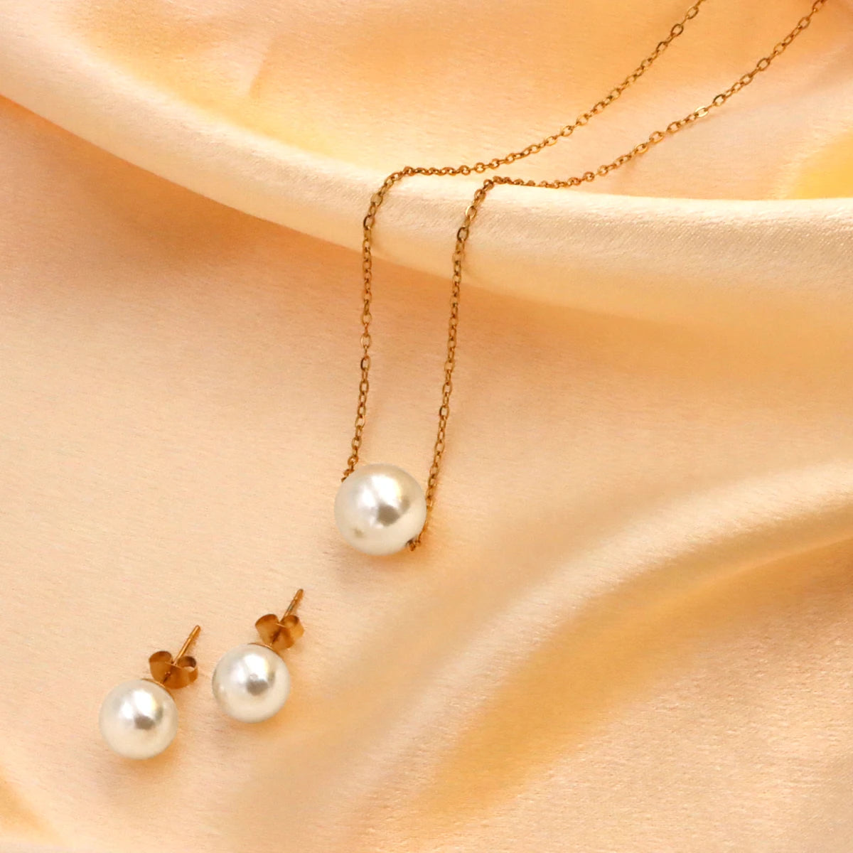 316L Stainless Steel FashionElegant One Pearl Necklace Charms Chain Choker Necklaces & P detail view