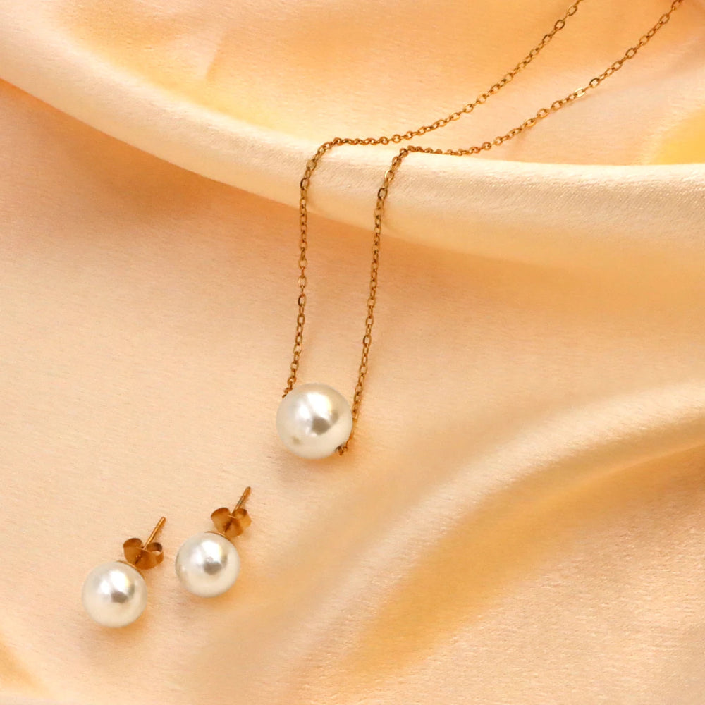 316L Stainless Steel FashionElegant One Pearl Necklace Charms Chain Choker Necklaces & P detail view