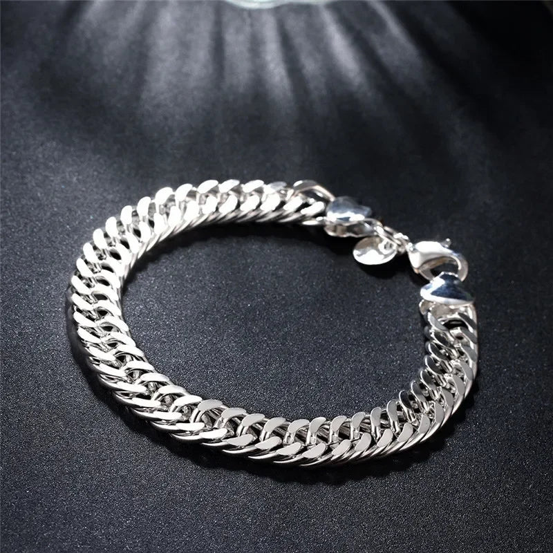 Fine 925 Sterling Silver Noble Nice Chain Solid Bracelet for Women Men Charms Party G alternate view