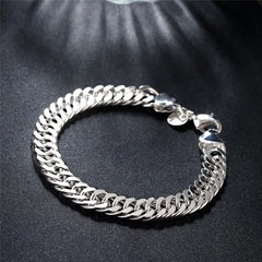 Fine 925 Sterling Silver Noble Nice Chain Solid Bracelet for Women Men Charms Party G alternate view