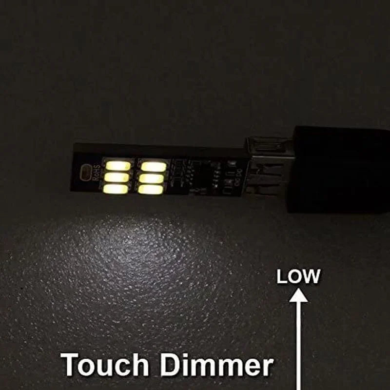 Mini USB Card Light | 6 LED Touch Dimming Keychain Night Light close-up view