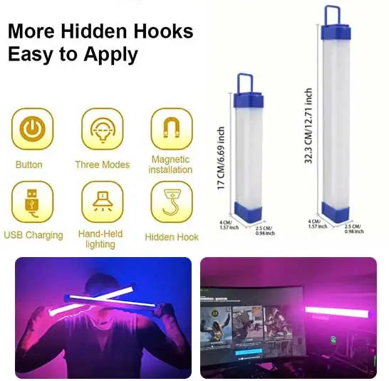 Colorful Tube Light RGB Light | Portable USB LED Lamp for Room Decor and Photography detail view