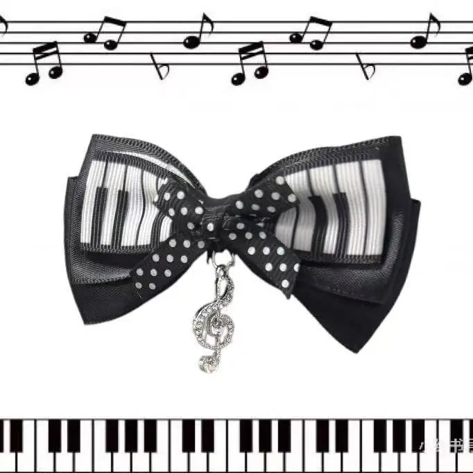 Gothic Musical Note Polka Dot Bow Hair Clip Barrettes lifestyle view