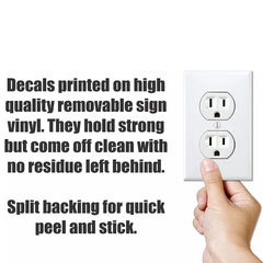 Fake Power Outlet Stickers (3 Pack) | Prank Wall Decals for Office and Home close-up view