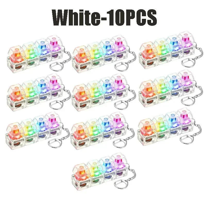 1-10pcs Light Up Keyboard Key Keychain Stress Relief Fidget Toy Clickable Button with LED Light