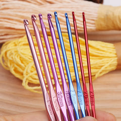 8pcs Metal Handle Crochet Hook Colorful Aluminum Knitting Needles Single Head Crochet Kn detail view