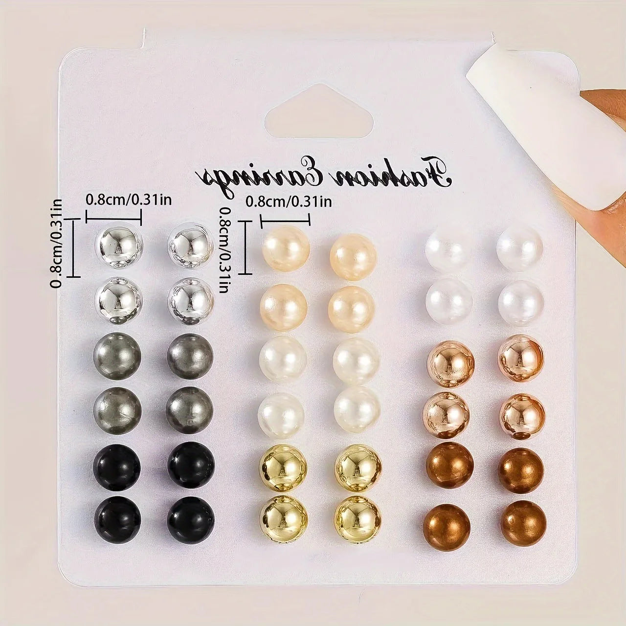 18 Pairs Multi-Color Imitation Pearl Stud Earrings Set