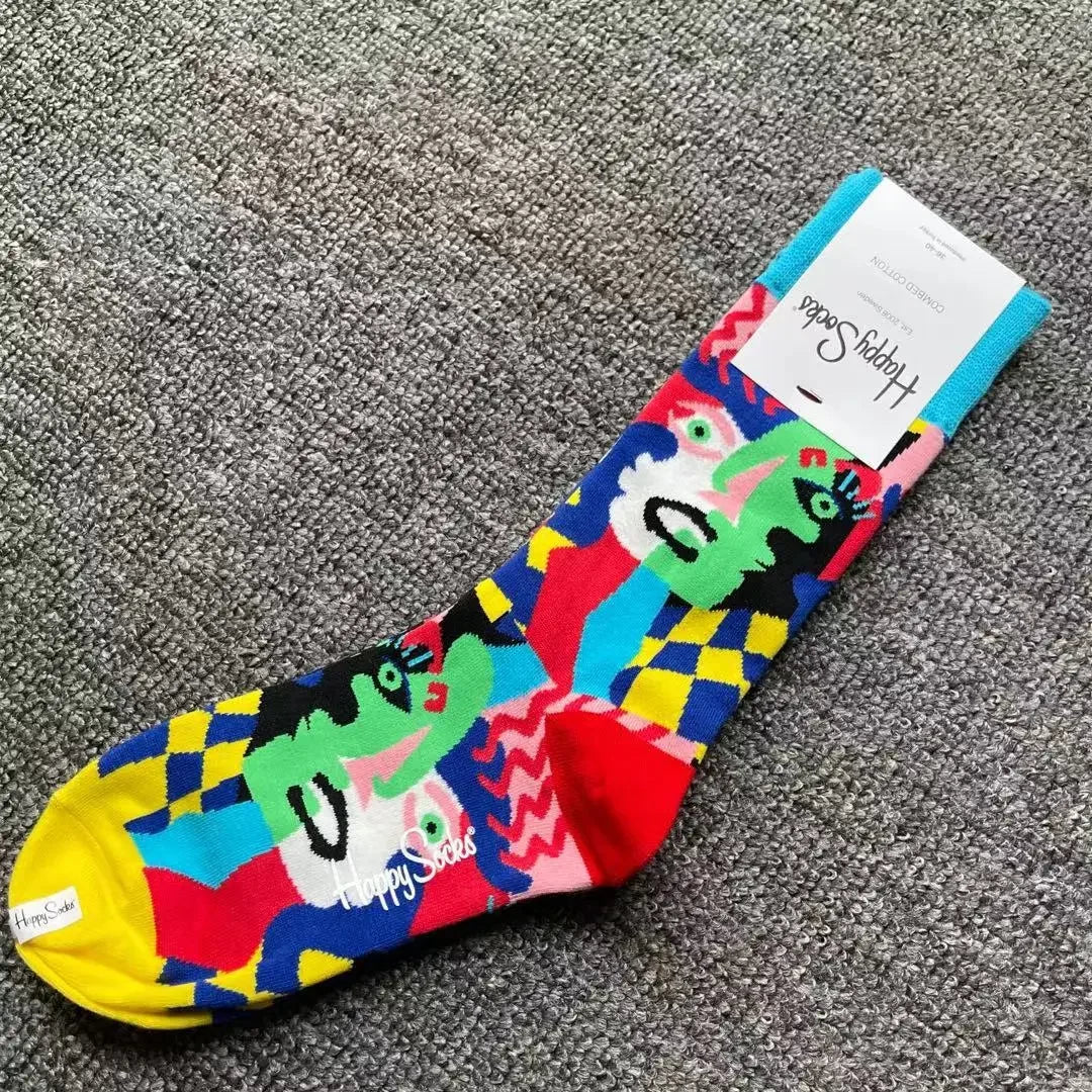 Multicoloured Socks Women Men Sports Socks Funky Dress Socks Casual Cotton detail view