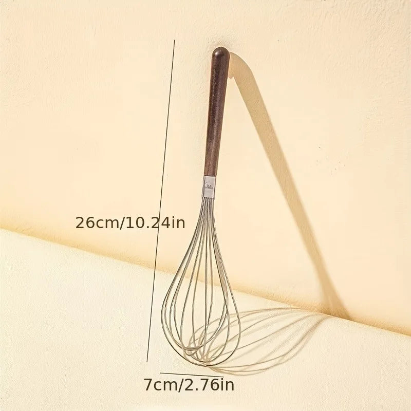 Stainless Steel Egg Beater | Manual Household Wooden Handle Mixer additional angle