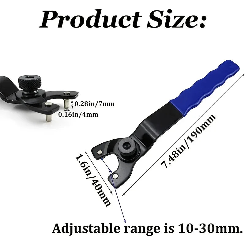 Adjustable Angle Grinder Wrench | Non-Slip Carbon Steel Hub Axle Tool Set close-up view
