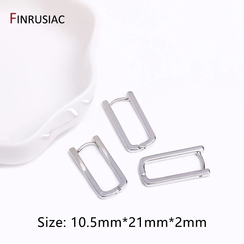 Gold Plated Brass Simple Hoop Earrings High Quality Women Earrings, Inlaid Zircon Trendy detail view