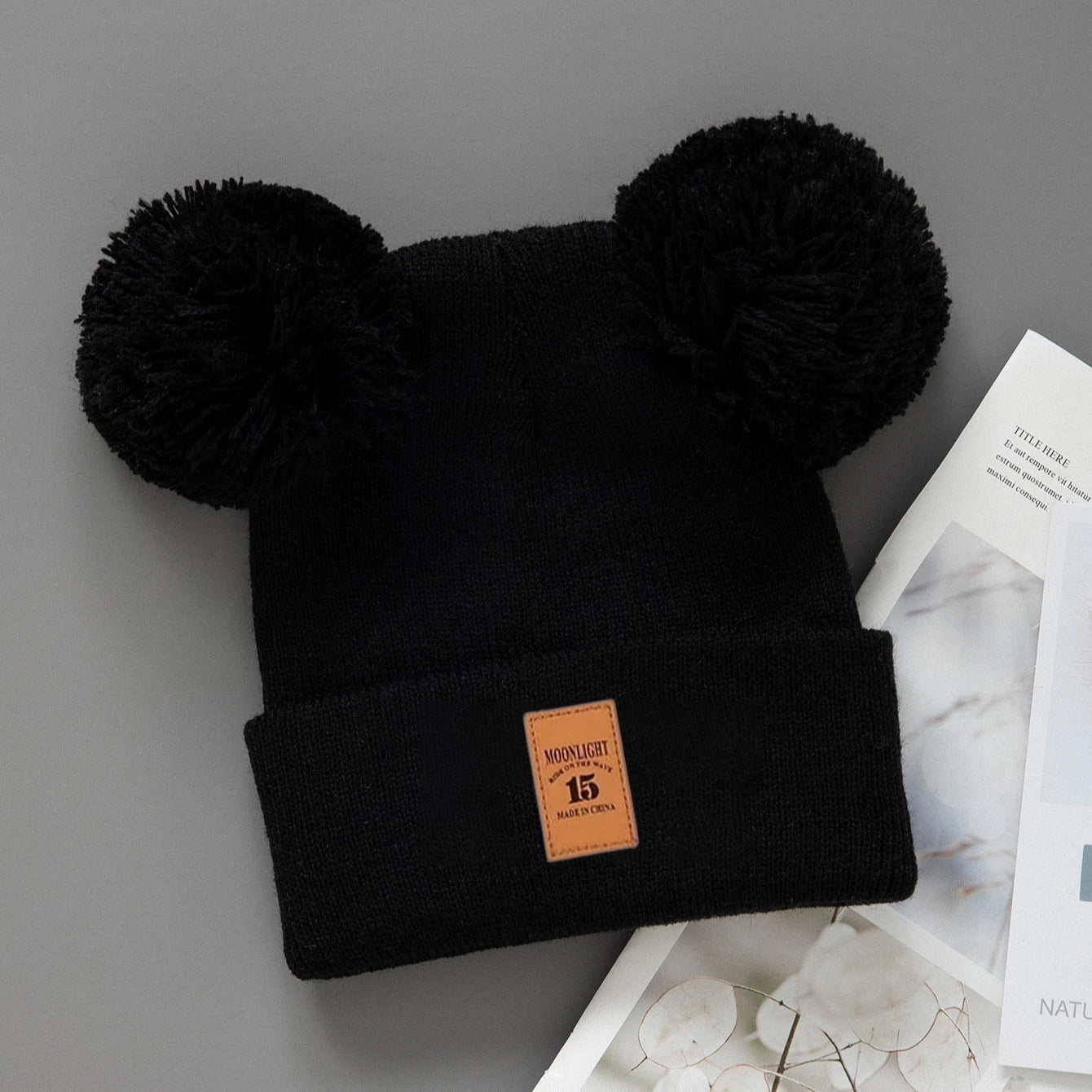 Baby Knit Pom Pom Hat | Warm Winter Cap for Toddlers detail view
