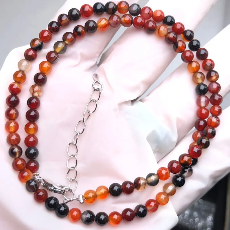 Natural Stone Bead Adjustable Necklace | Agate Opal Tigers Eye Quartz Crystal Jewelry alternate view