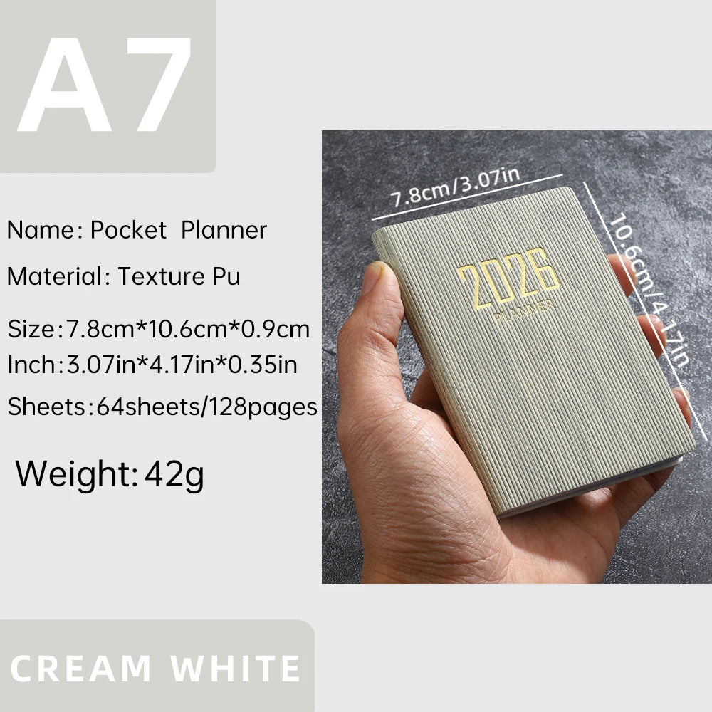 A7 2026 English Planner Book – Mini Pocket Weekly Calendar
