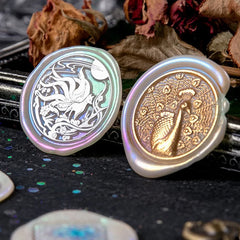 Fire Lacquer Glitter Wax Seal Stamp | DIY Invitation Decor close-up view