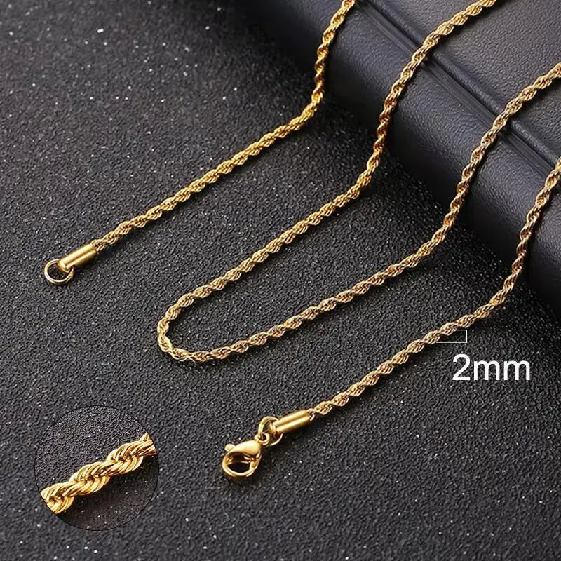 Vnox Twist Rope Chain Necklace for Men Women | Waterproof Stainless Steel Unisex Ch additional angle