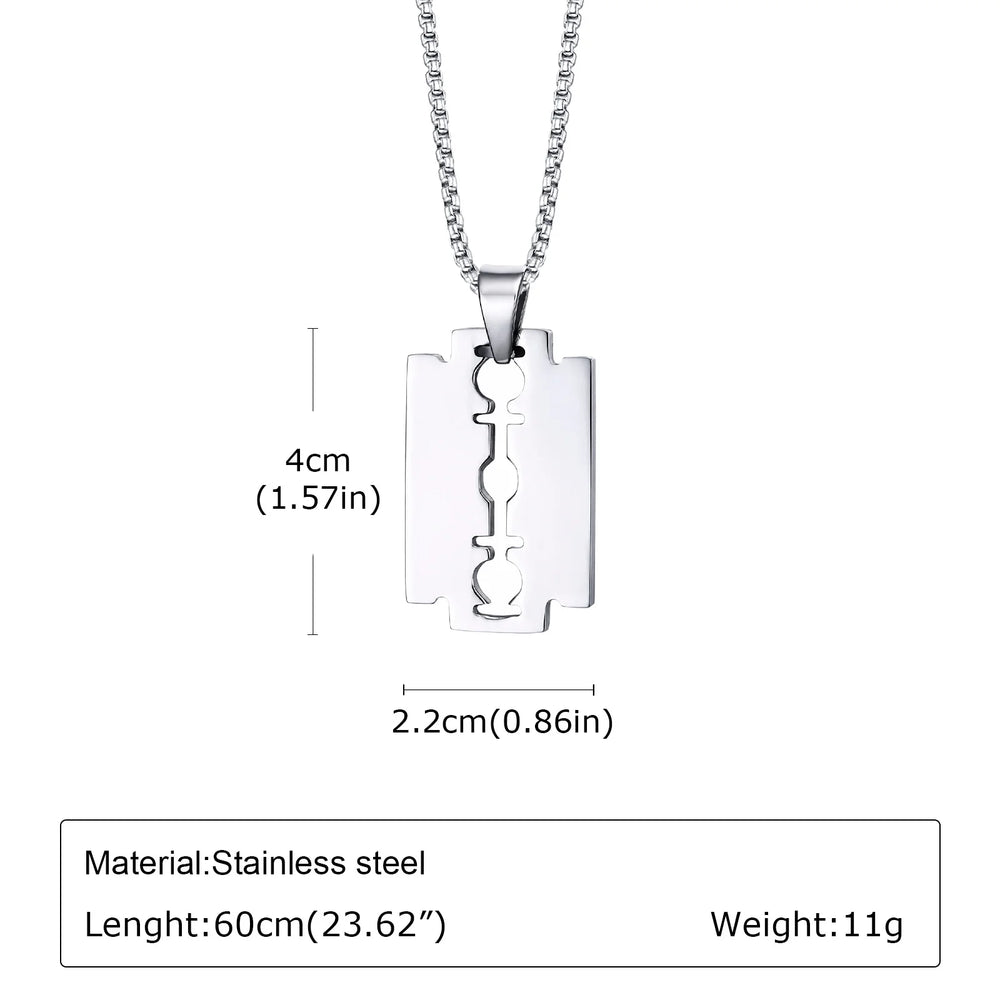 Men's Silver Color Geometric Pendant Necklace, Non Fading Stainless Steel Compass Nec alternate view