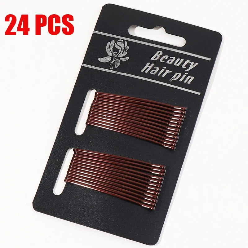 50Pcs Gold Hairpins for Women Hair Clip Lady Bobby Pins Black Invisible Wave Hairgrip close-up view