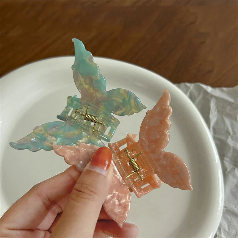 New Vintage Acetate Hair Claw Clip Sweet Butterfly Hair Clip Hairpin Barrettes Tren additional angle