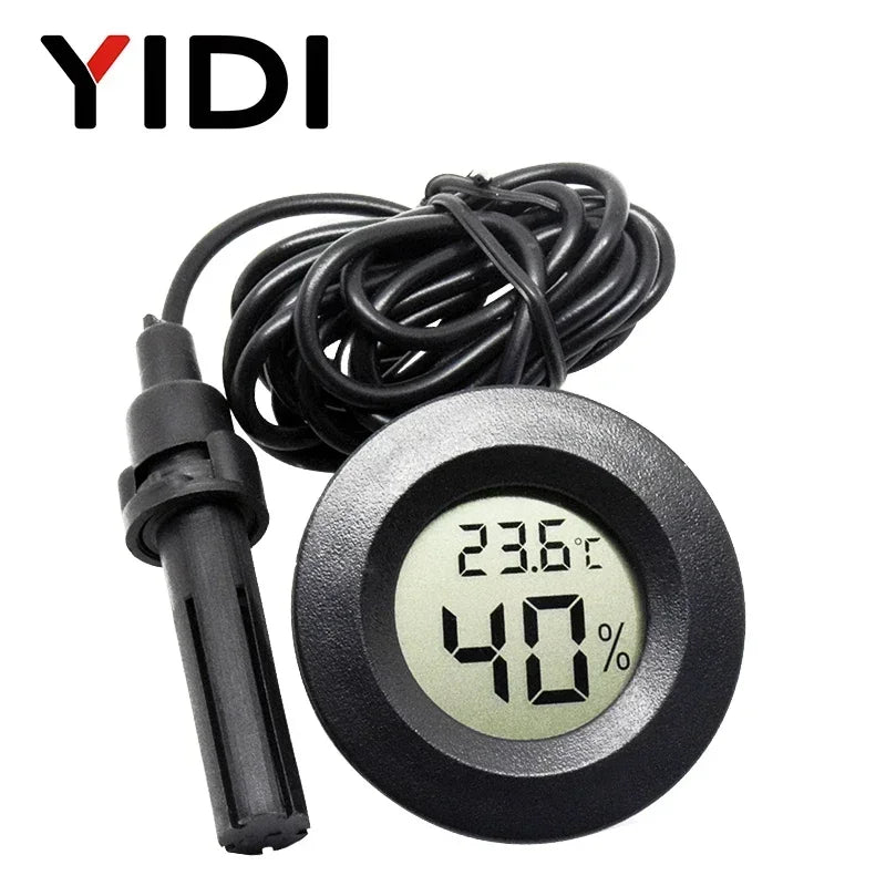 Mini LCD Digital Thermometer Hygrometer | Dual Probe Temperature Humidity Monitor close-up view
