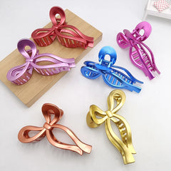 13cm New Elegant Metallic Color Ribbon Bow Hair Clip for Women Large Anti Slip Ponytail Claw Clip Hairpins Crab Hair Accessories