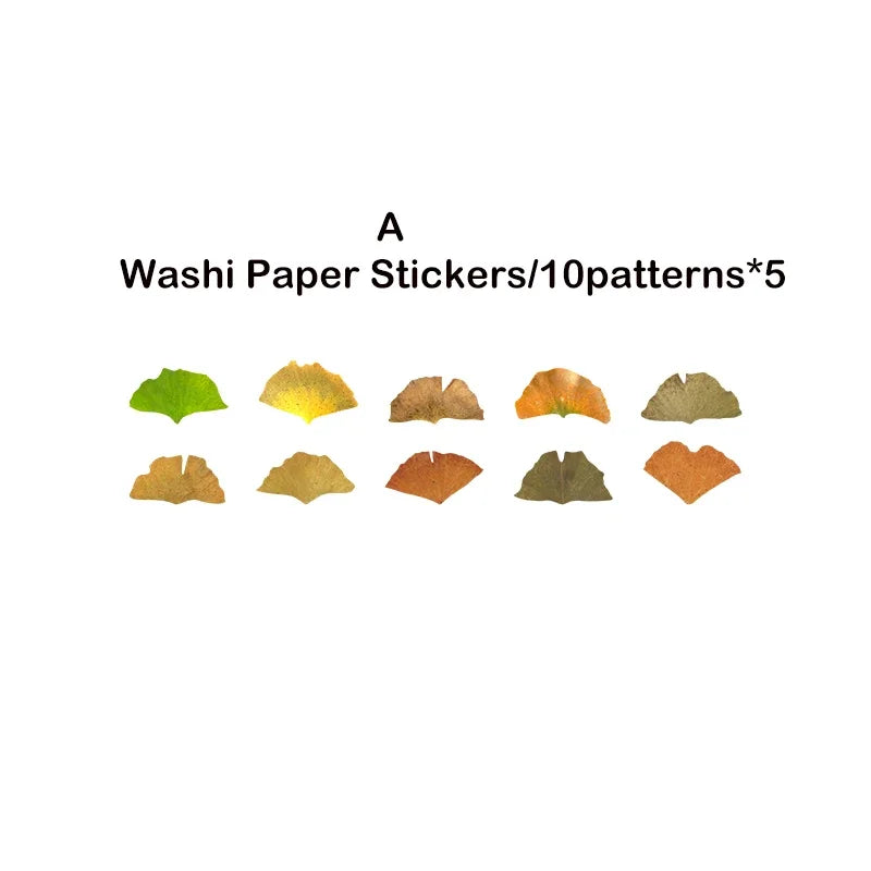 Leaf Washi Paper Stickers | 50-Pack DIY Scrapbooking Decor additional angle