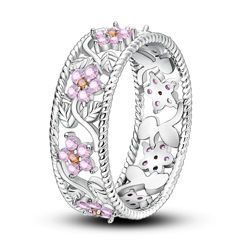 LAZA 925 Sterling Silver Colorful Rings Sparking Zirconium Bowknot Moon Sun Origina additional angle