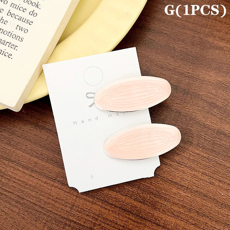 Simple Wave Oval Pink Seamless Hair Clip Women Acetate Bangs Duckbill Hairpins Styling T detail view