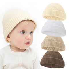 Baby Knitted Turban Hat for Boys Girls | Solid Color Winter Beanie detail view