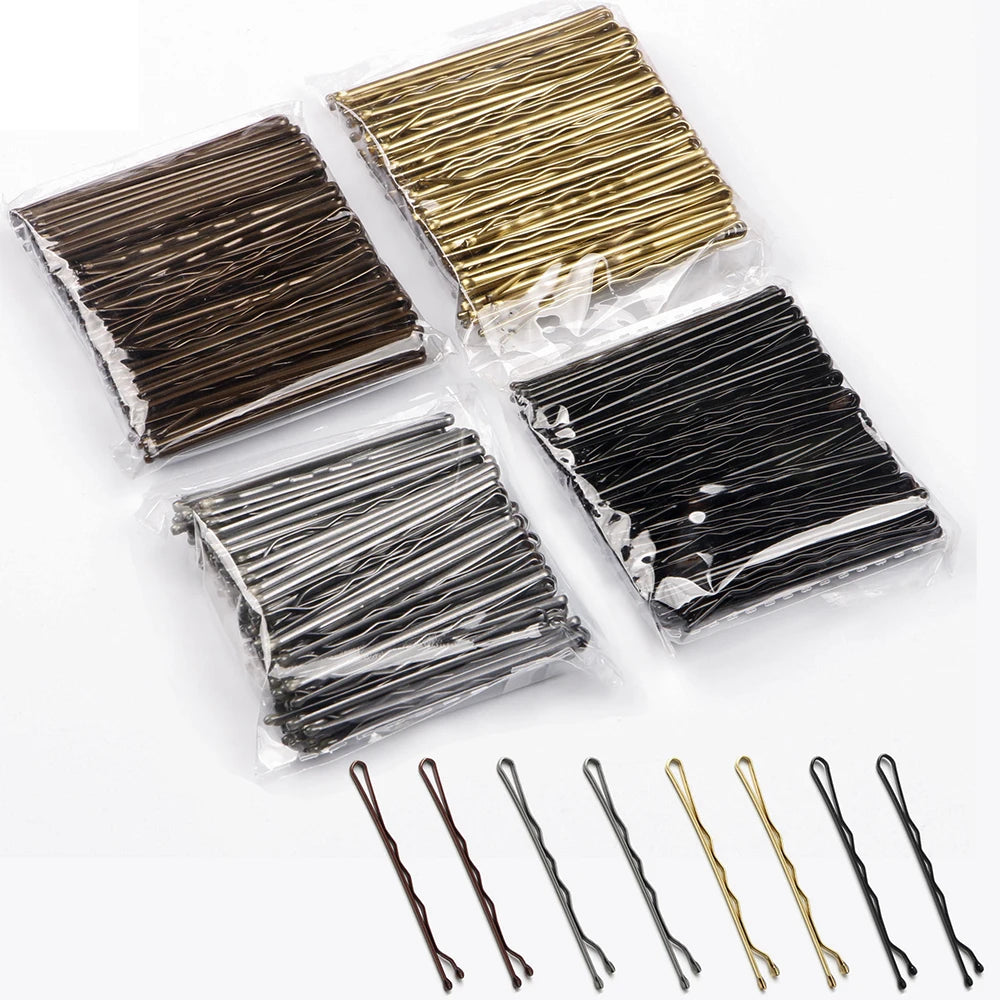 New 50 Pcs 4 Colors 5cm Hair Clip Lady Hairpins Curly Wavy Grips Hairstyle Hairpins Women Bobby Pins
