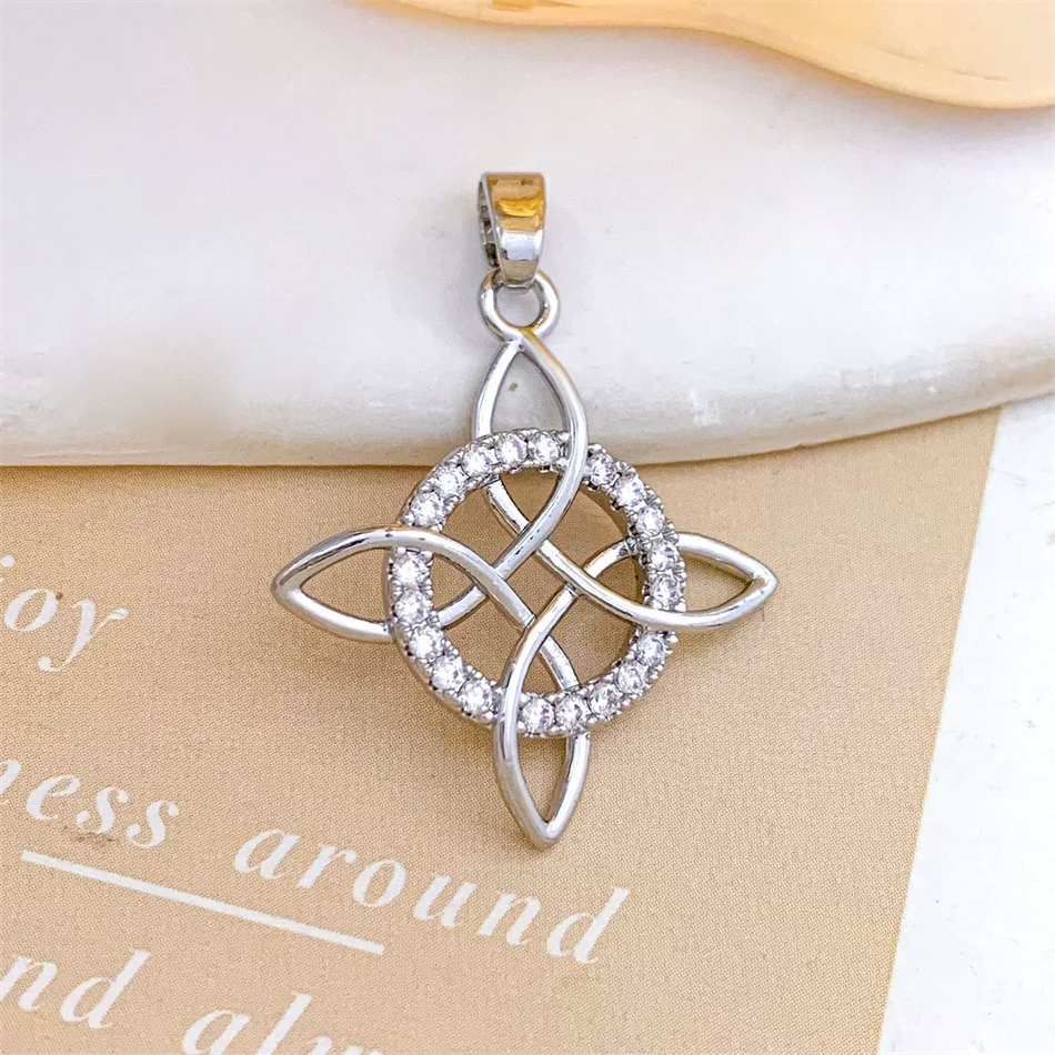 Witch Knot Pendant Necklace Stainless Steel Chain CZ Celtic 4 Elements Protection Amu lifestyle view