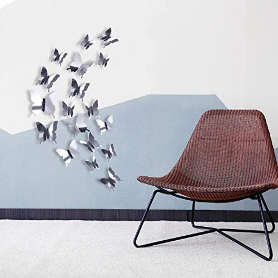 48 Pieces Butterfly Wall Decor DIY 3D Mirror Butterfly Stickers Removable Decals | Cra close-up view