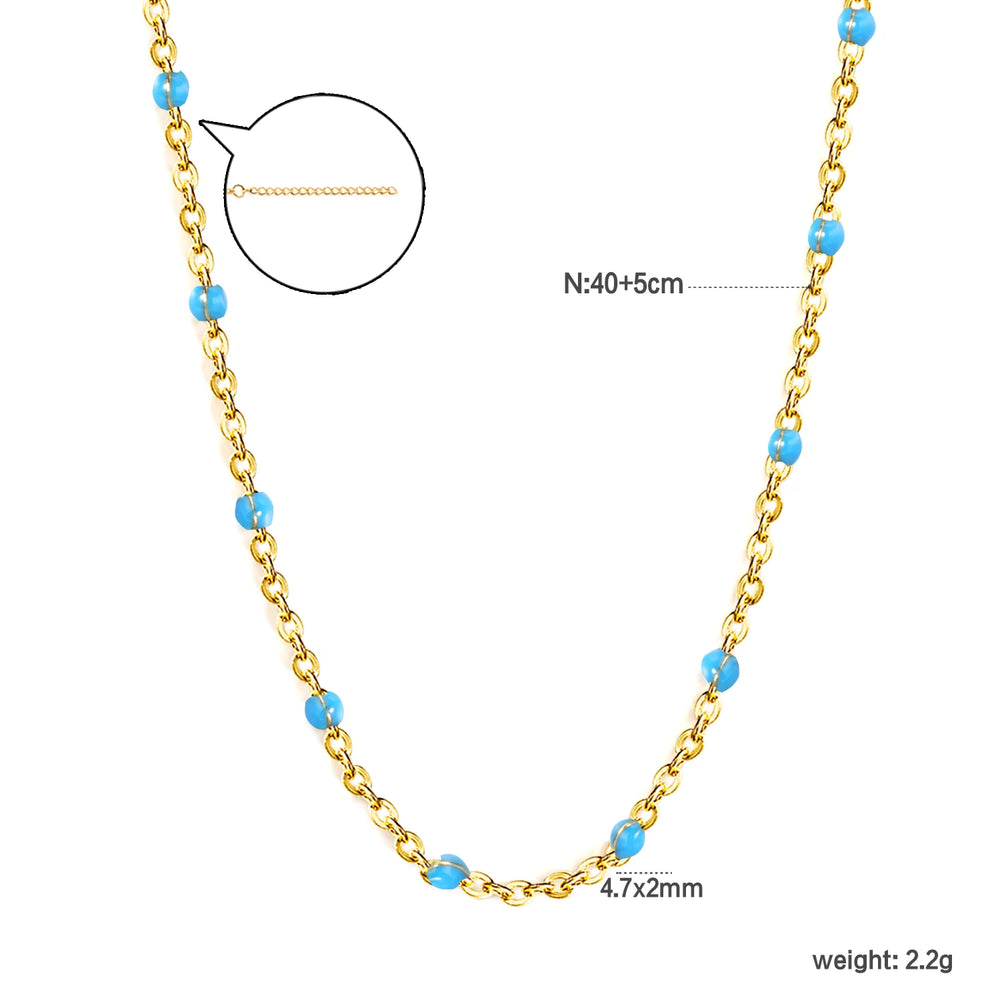 LUXUKISSKIDS Sweet Multicolor Drip-Oil Beads Necklace Women's Bohemia Stylish Clavicl lifestyle view