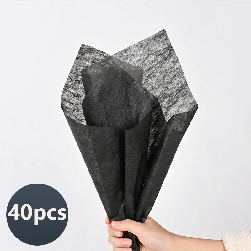 40pcs Milk Cotton Tissue Paper for Flower Wrapping | DIY Bouquet Craft Supplies close-up view